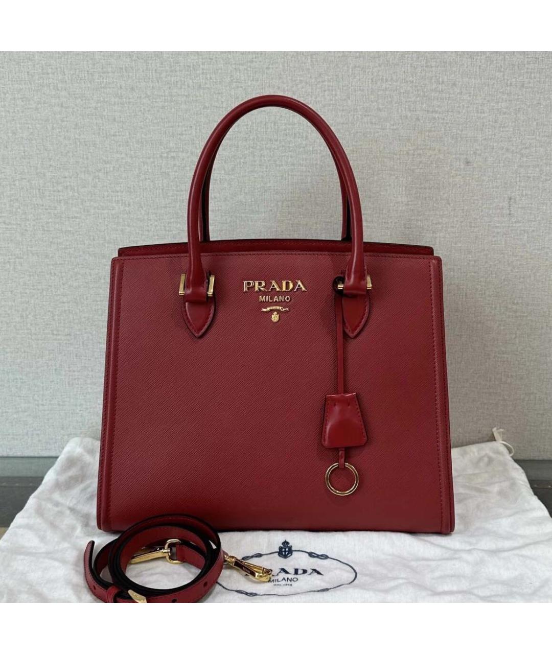 PRADA Красная кожаная сумка тоут, фото 6