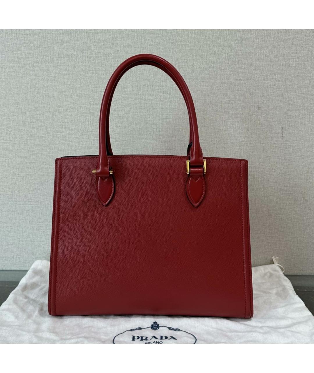 PRADA Красная кожаная сумка тоут, фото 3