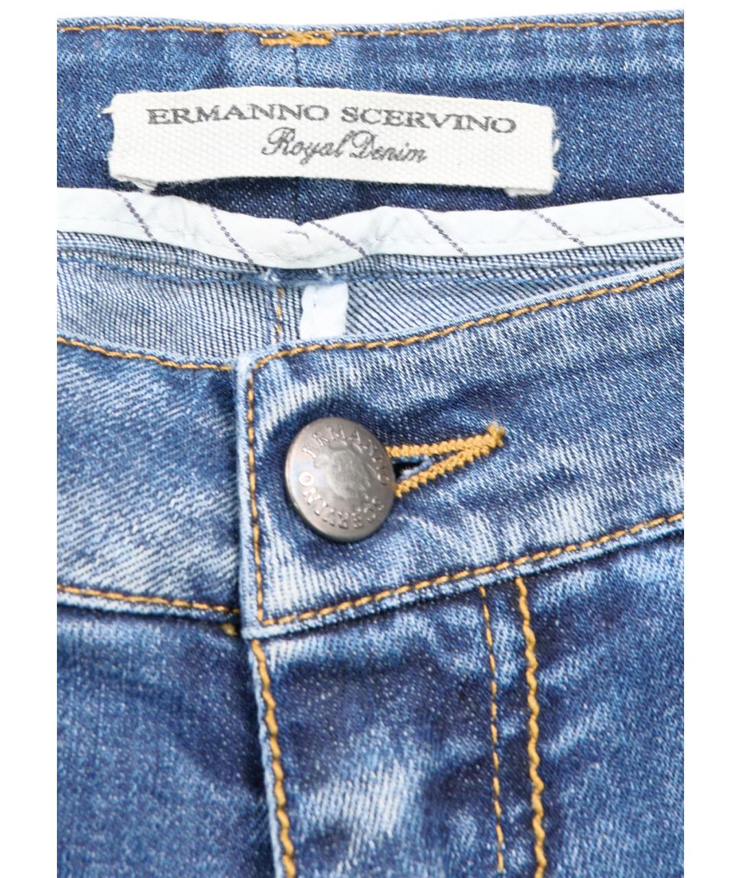 ERMANNO SCERVINO Синие хлопко-эластановые прямые джинсы, фото 3