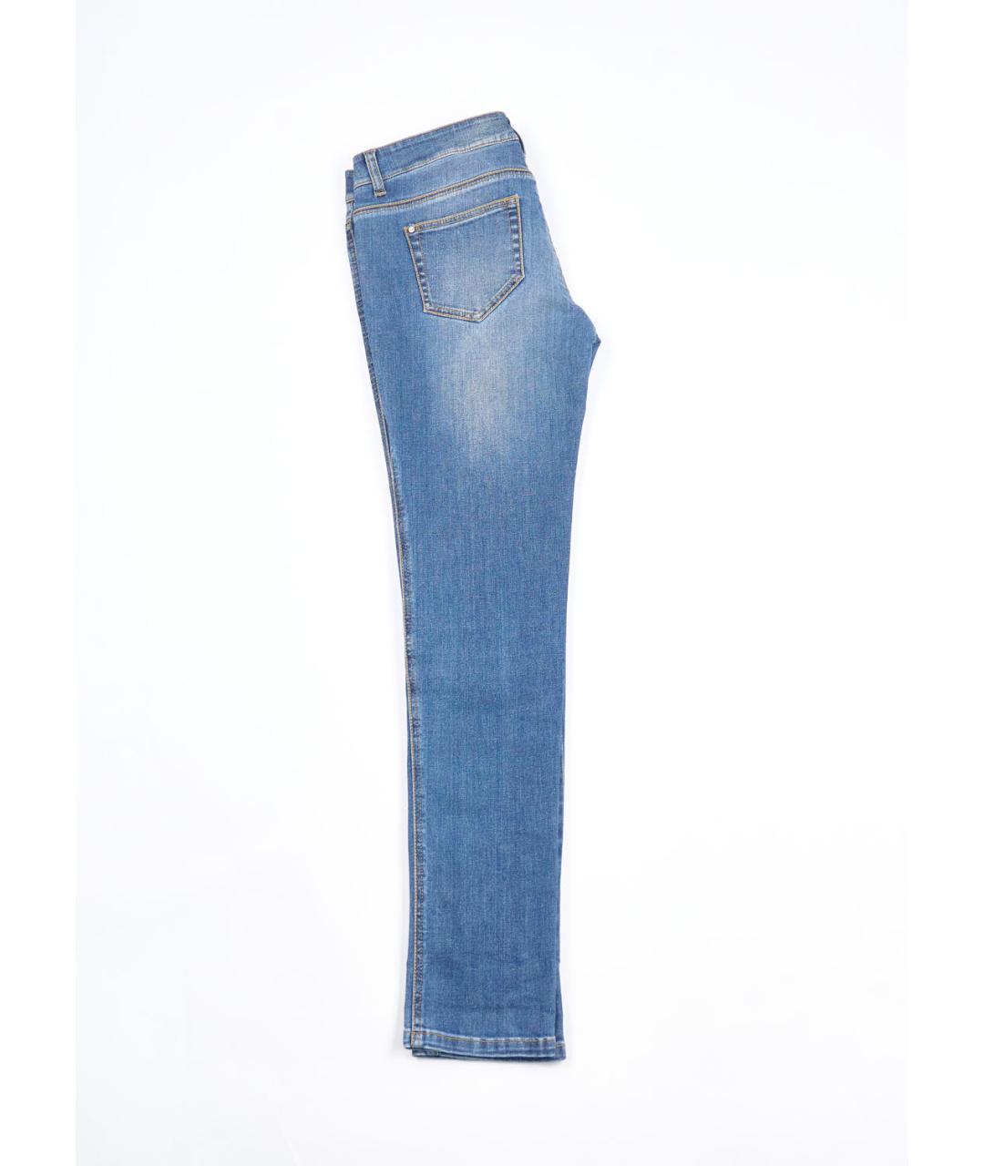 ERMANNO SCERVINO Синие хлопко-эластановые прямые джинсы, фото 2