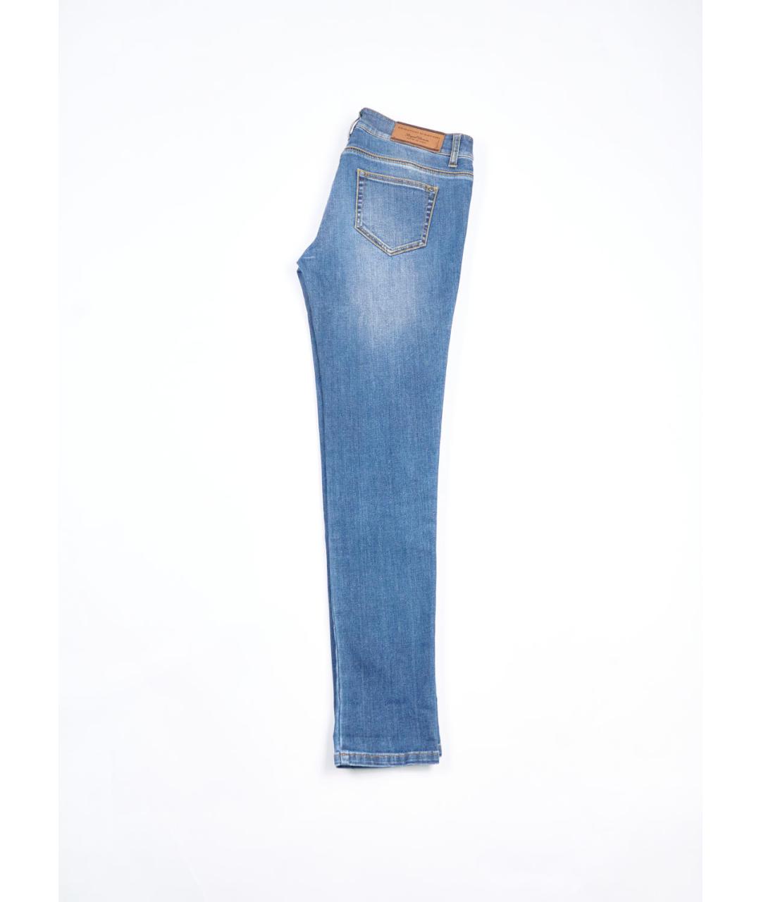 ERMANNO SCERVINO Синие хлопко-эластановые прямые джинсы, фото 5