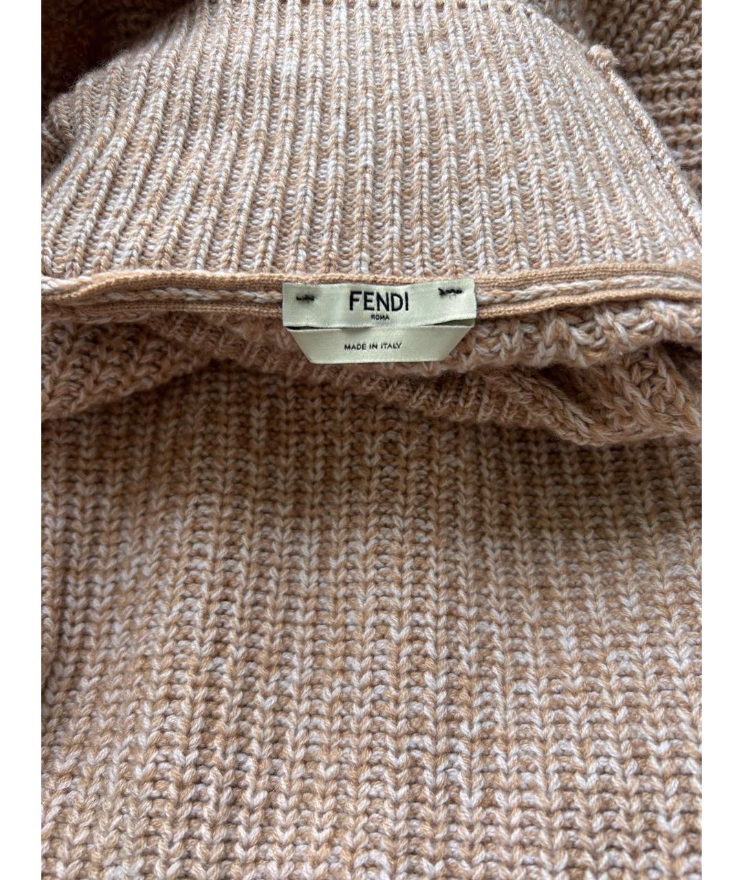 FENDI Бежевое кашемировое повседневное платье, фото 3