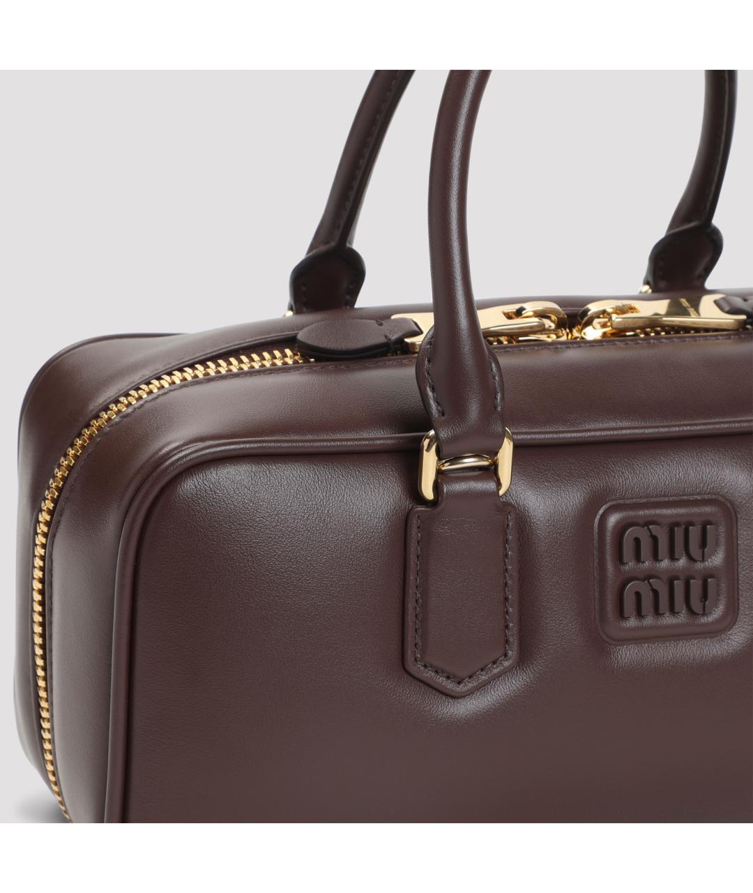 MIU MIU Коричневая кожаная сумка с короткими ручками, фото 4
