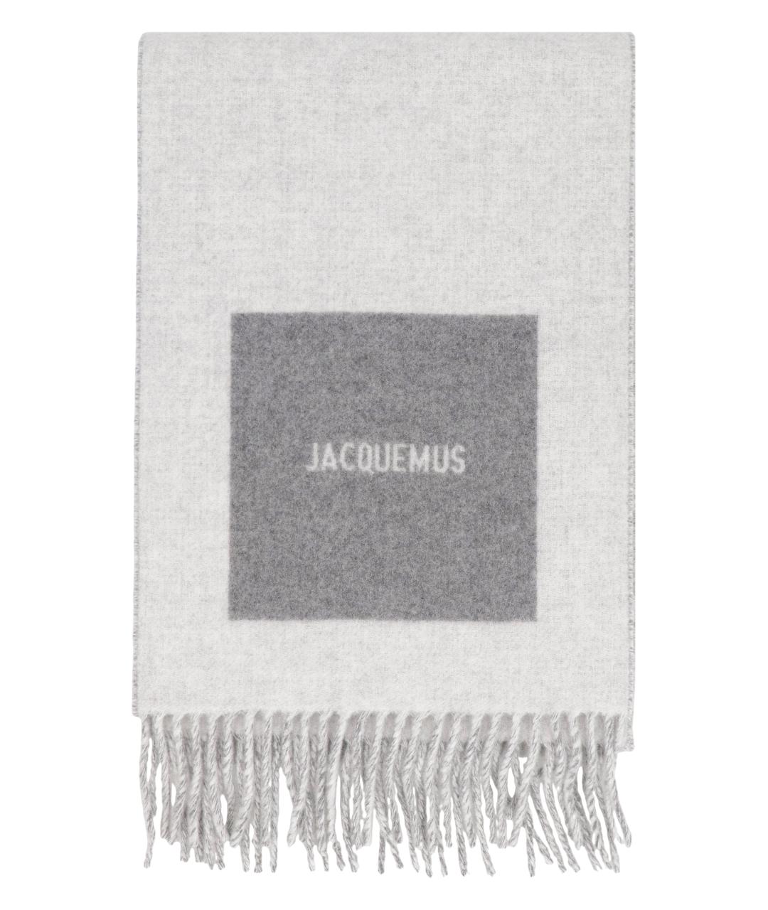JACQUEMUS Серый шерстяной шарф, фото 2
