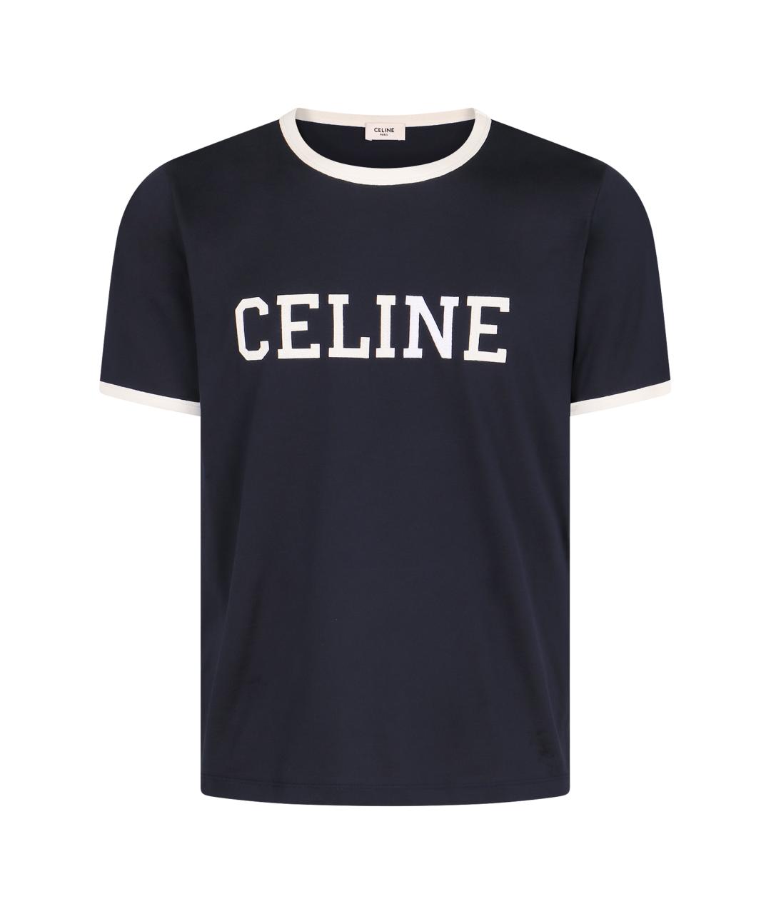 CELINE Синяя хлопковая футболка, фото 1