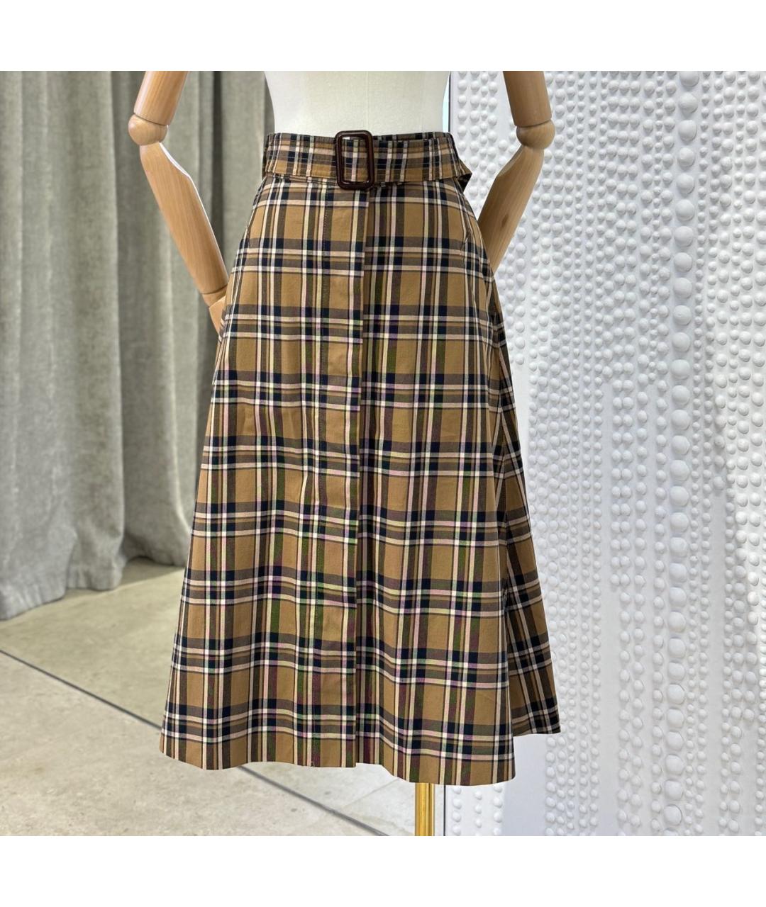 'S MAX MARA Бежевая хлопковая юбка миди, фото 5