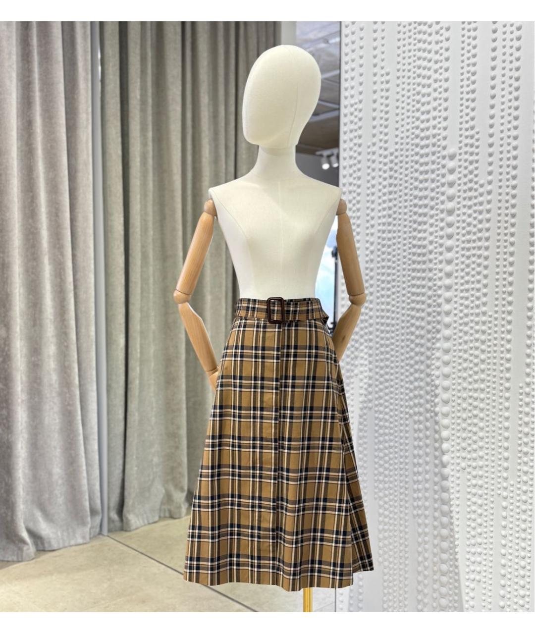 'S MAX MARA Бежевая хлопковая юбка миди, фото 4
