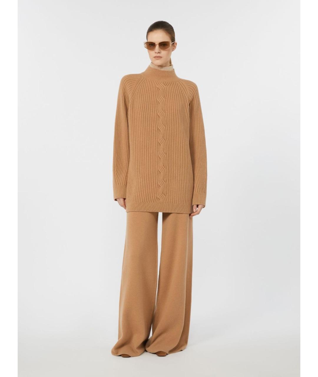 MAX MARA Бежевые кашемировые прямые брюки, фото 5