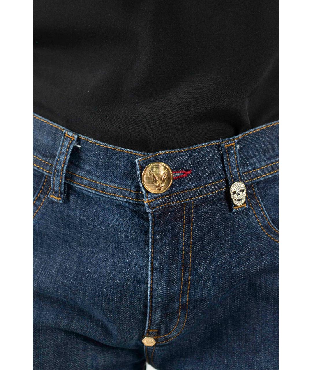 PHILIPP PLEIN Синие хлопко-эластановые джинсы слим, фото 8