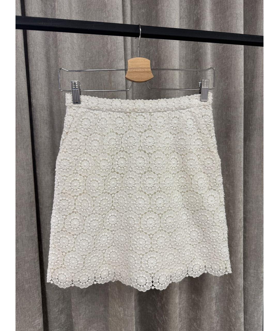 DOLCE&GABBANA Белая хлопковая юбка мини, фото 5