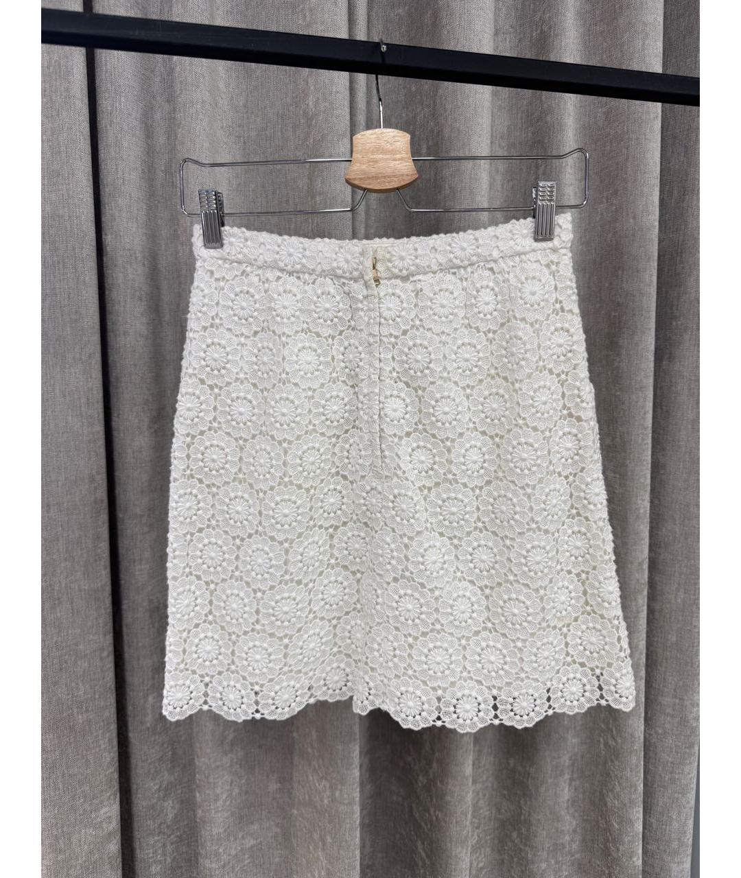 DOLCE&GABBANA Белая хлопковая юбка мини, фото 2
