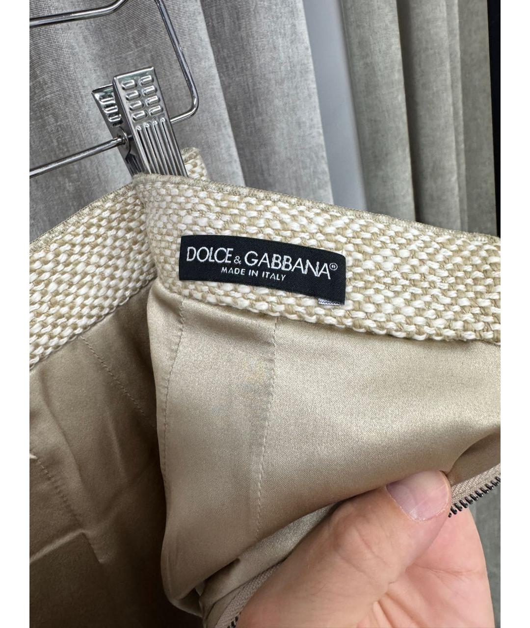 DOLCE&GABBANA Бежевая хлопковая юбка мини, фото 3