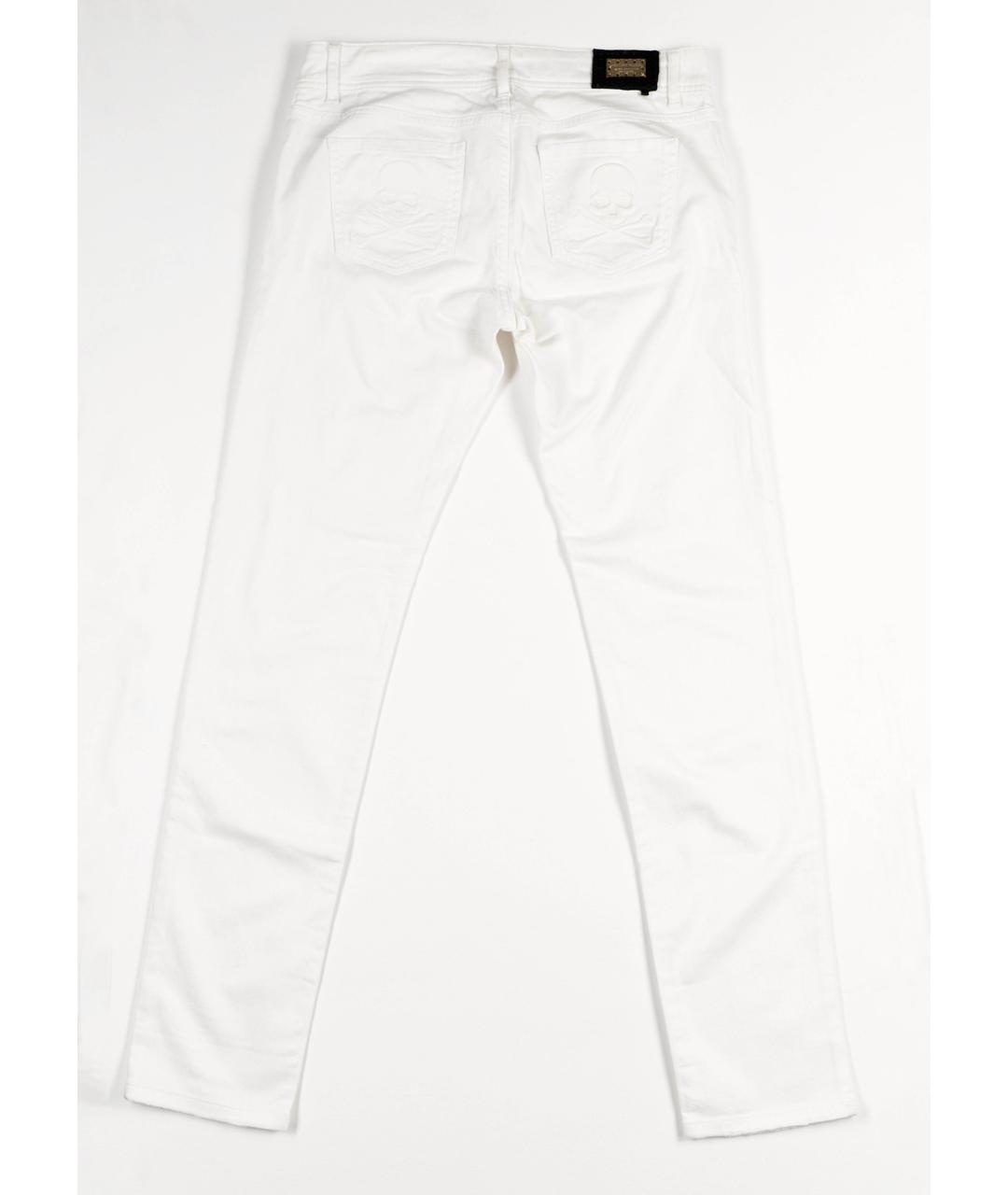 PHILIPP PLEIN Белые хлопковые прямые джинсы, фото 2