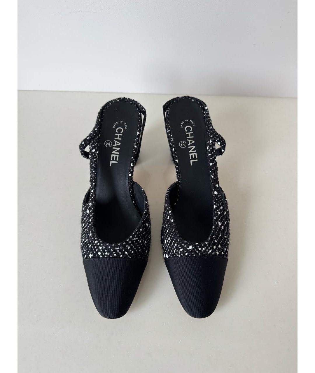 CHANEL Черные текстильные туфли, фото 5