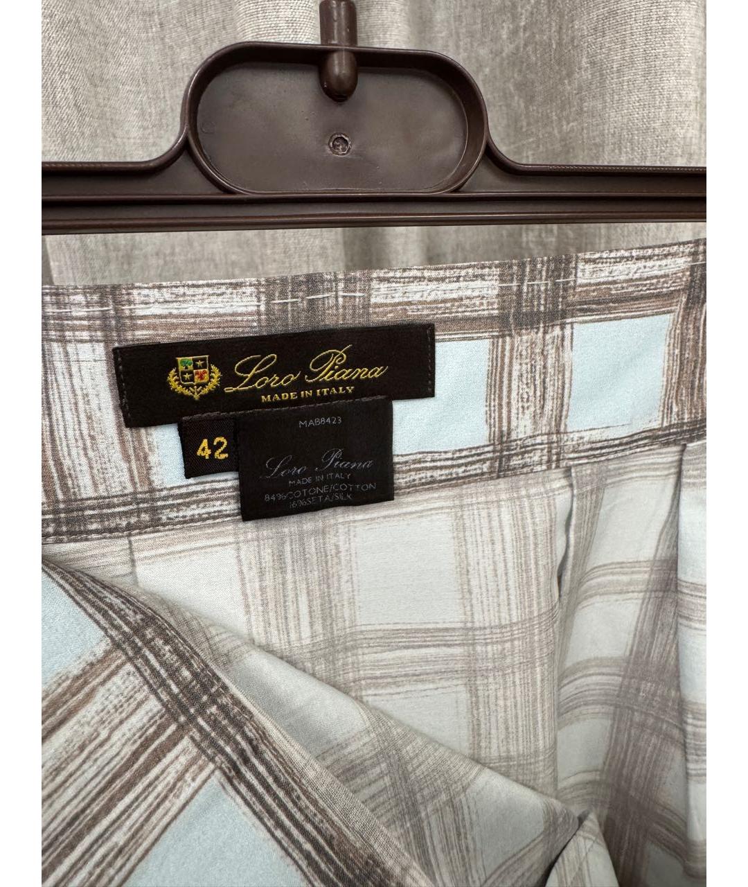 LORO PIANA Бежевая хлопковая юбка мини, фото 3