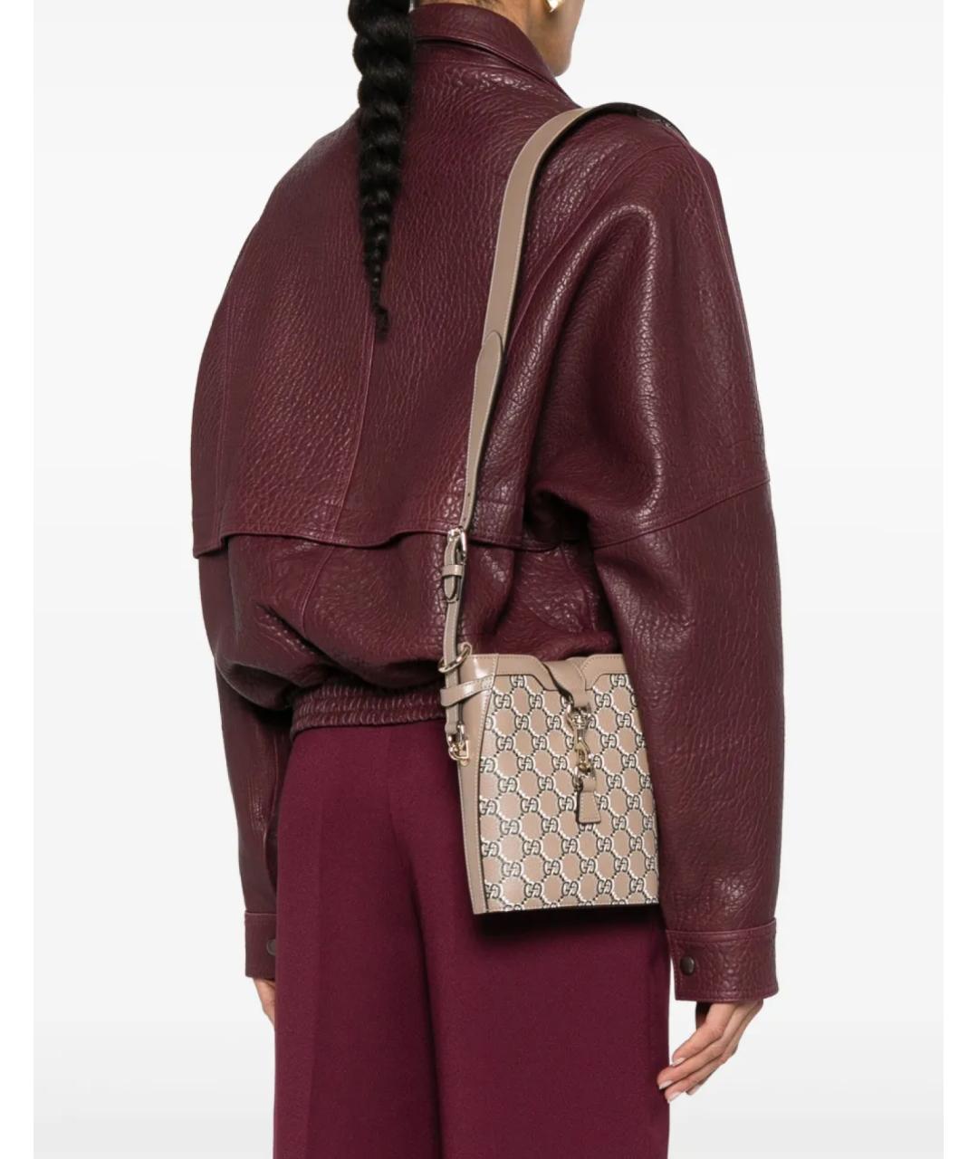 GUCCI Бежевая кожаная сумка через плечо, фото 5
