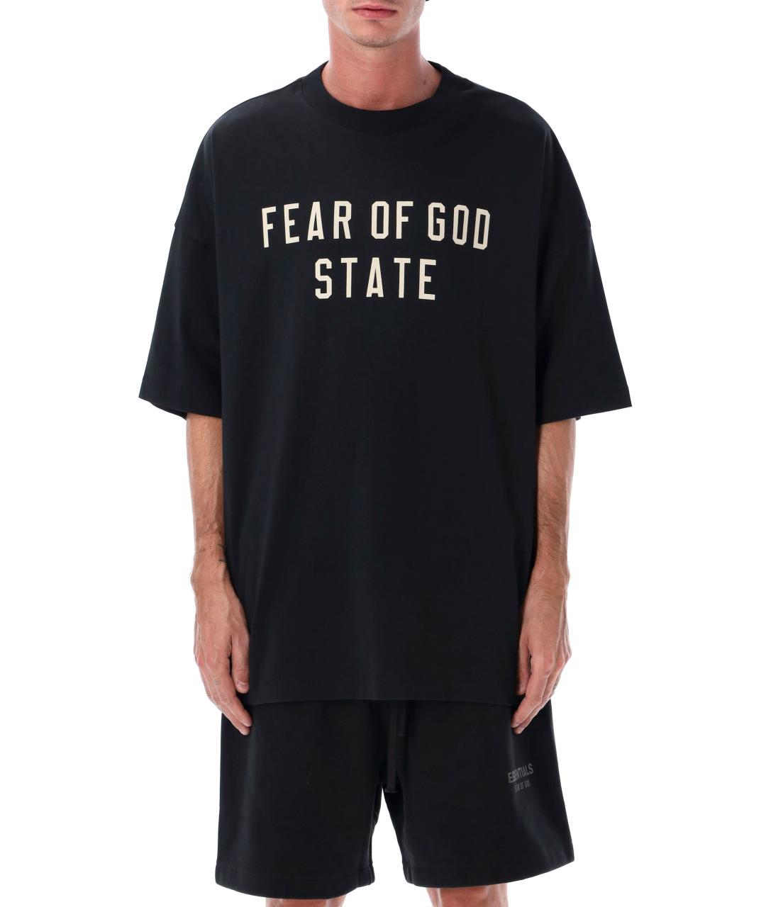 FEAR OF GOD ESSENTIALS Черная хлопковая футболка, фото 1