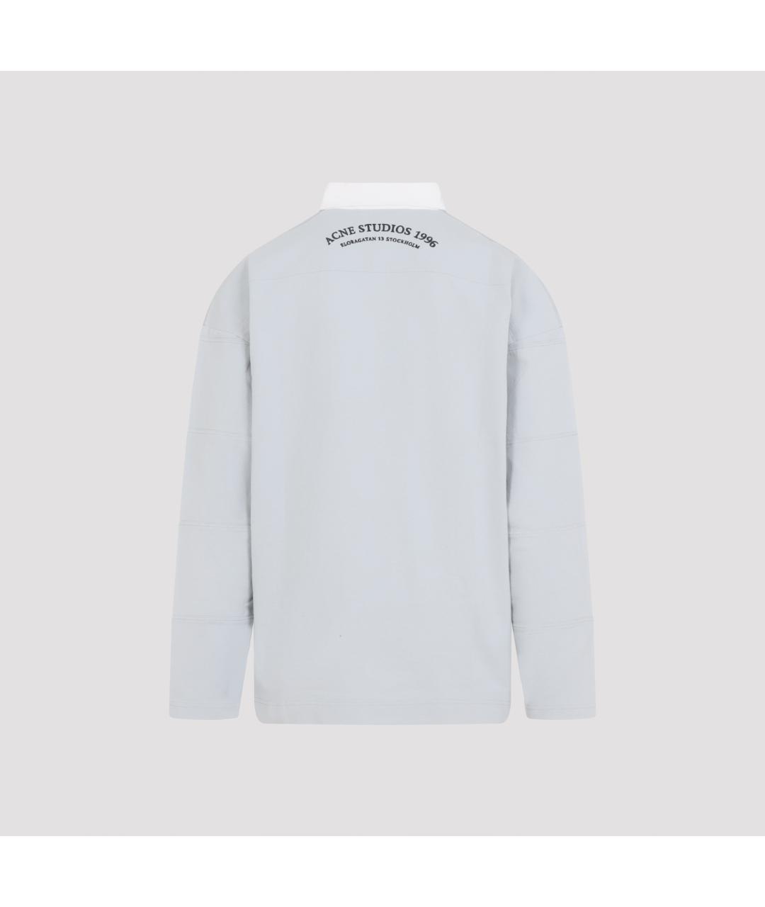 ACNE STUDIOS Голубое хлопковое поло с длинным рукавом, фото 2