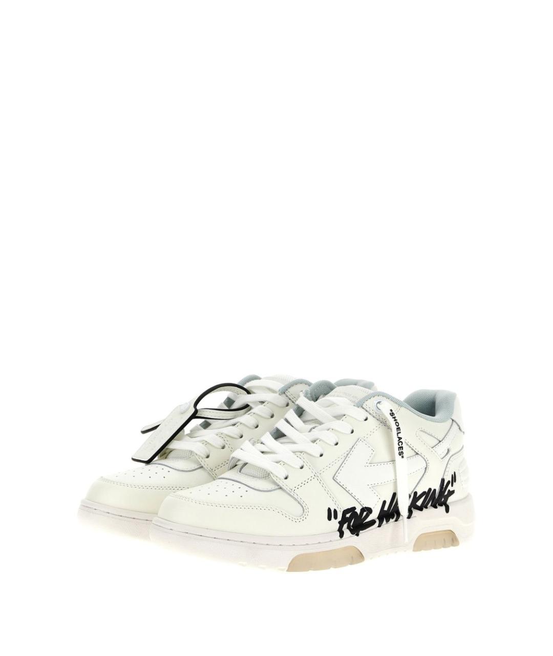 OFF-WHITE Бежевые кожаные низкие кроссовки / кеды, фото 2