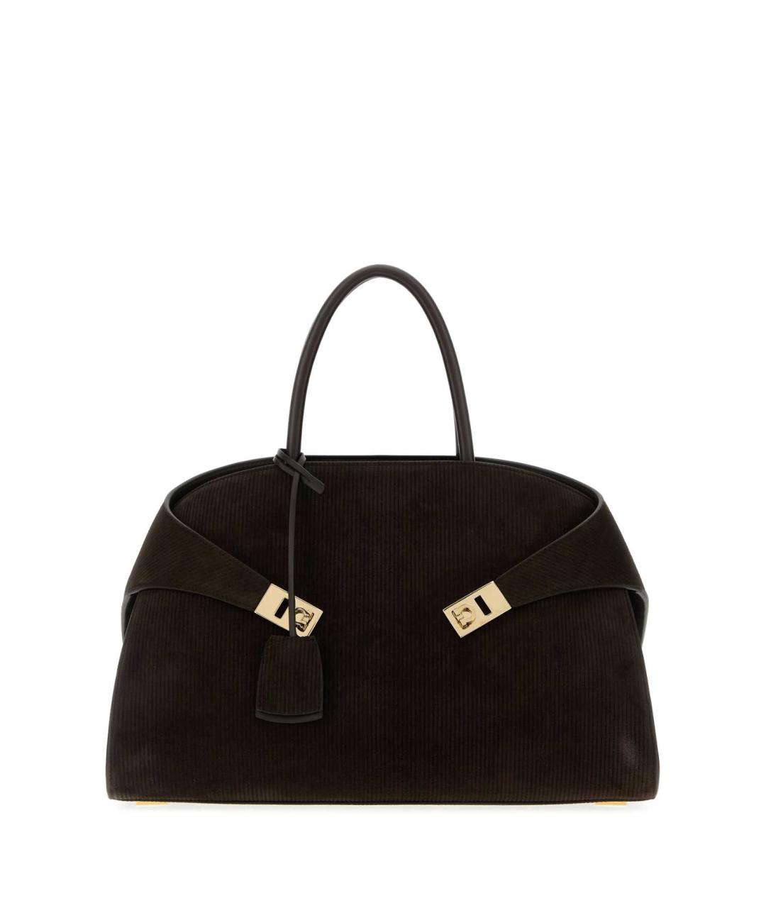 FERRAGAMO Коричневая замшевая сумка с короткими ручками, фото 1