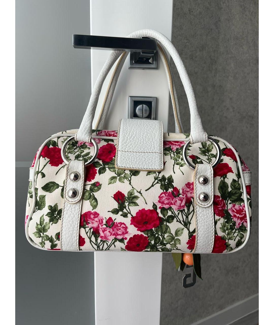 DOLCE&GABBANA Белая тканевая сумка с короткими ручками, фото 3
