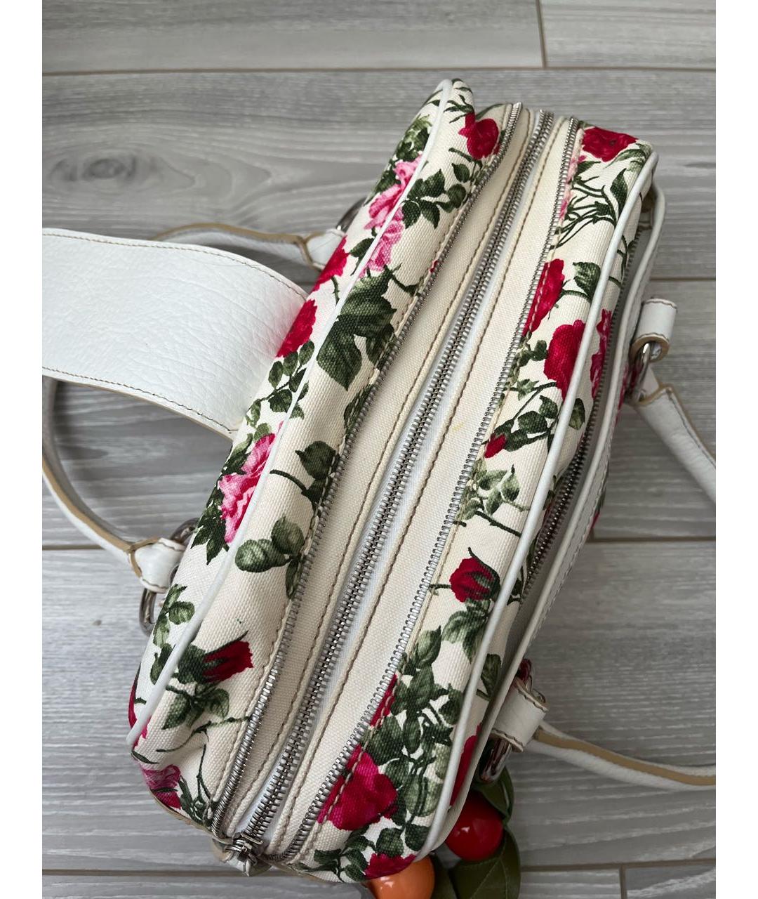 DOLCE&GABBANA Белая тканевая сумка с короткими ручками, фото 5