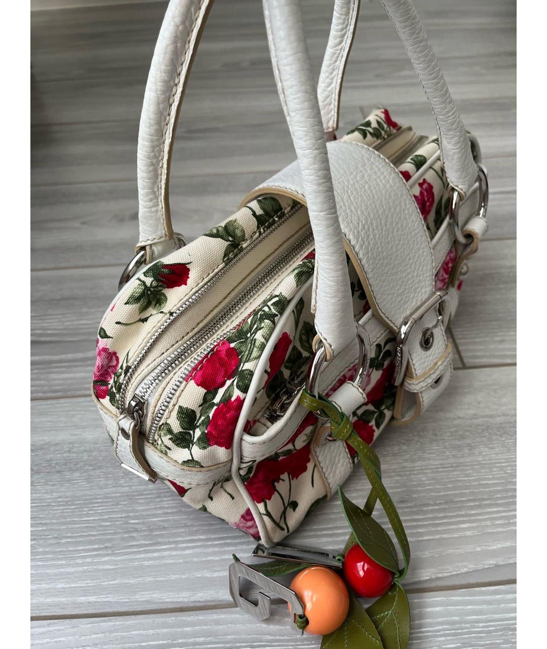 DOLCE&GABBANA Белая тканевая сумка с короткими ручками, фото 2