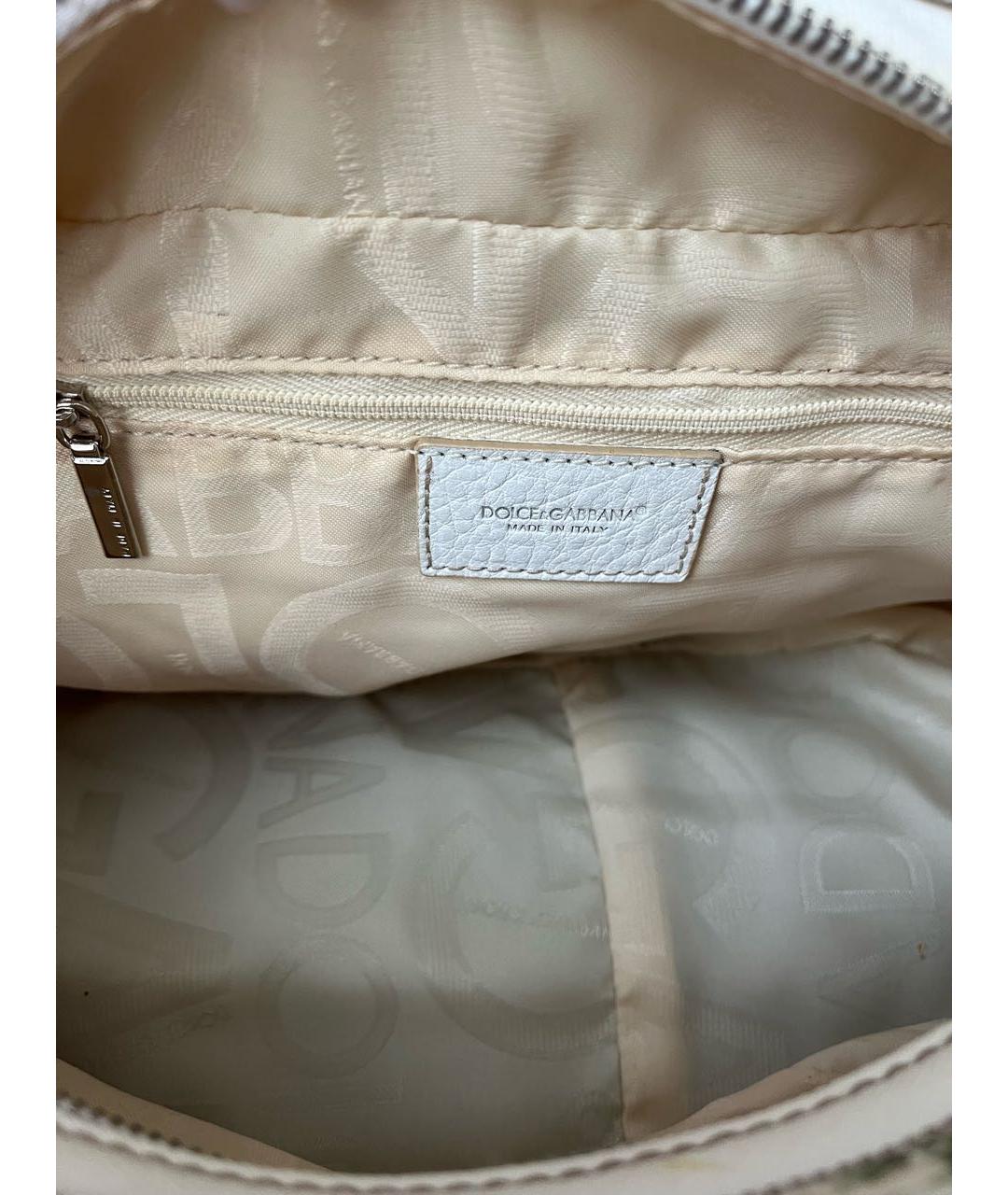 DOLCE&GABBANA Белая тканевая сумка с короткими ручками, фото 4