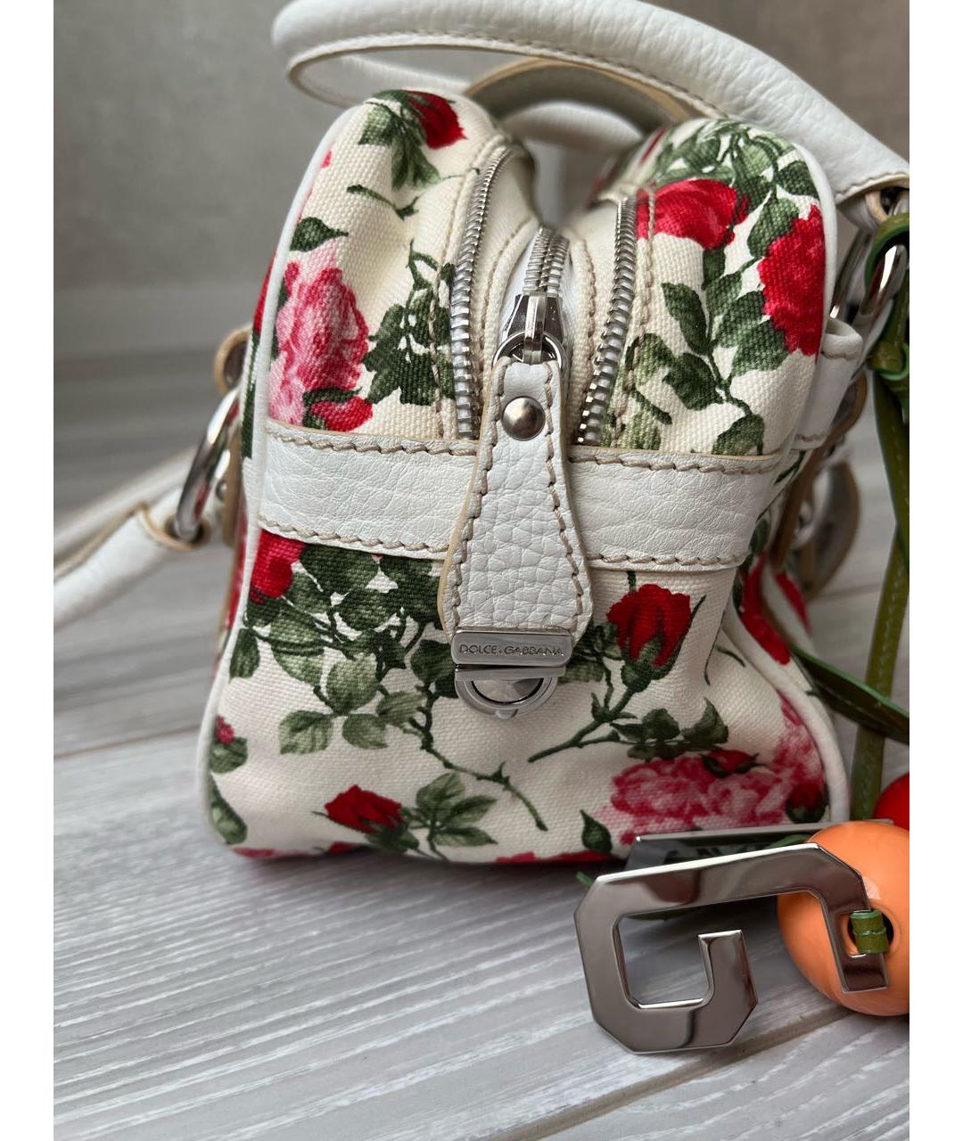 DOLCE&GABBANA Белая тканевая сумка с короткими ручками, фото 6