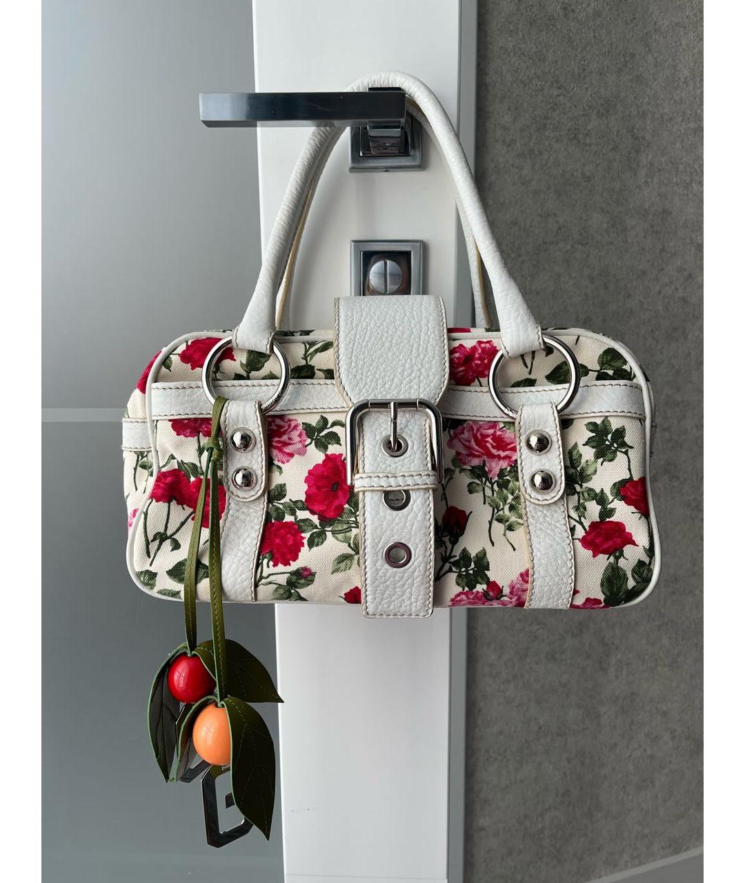 DOLCE&GABBANA Белая тканевая сумка с короткими ручками, фото 7