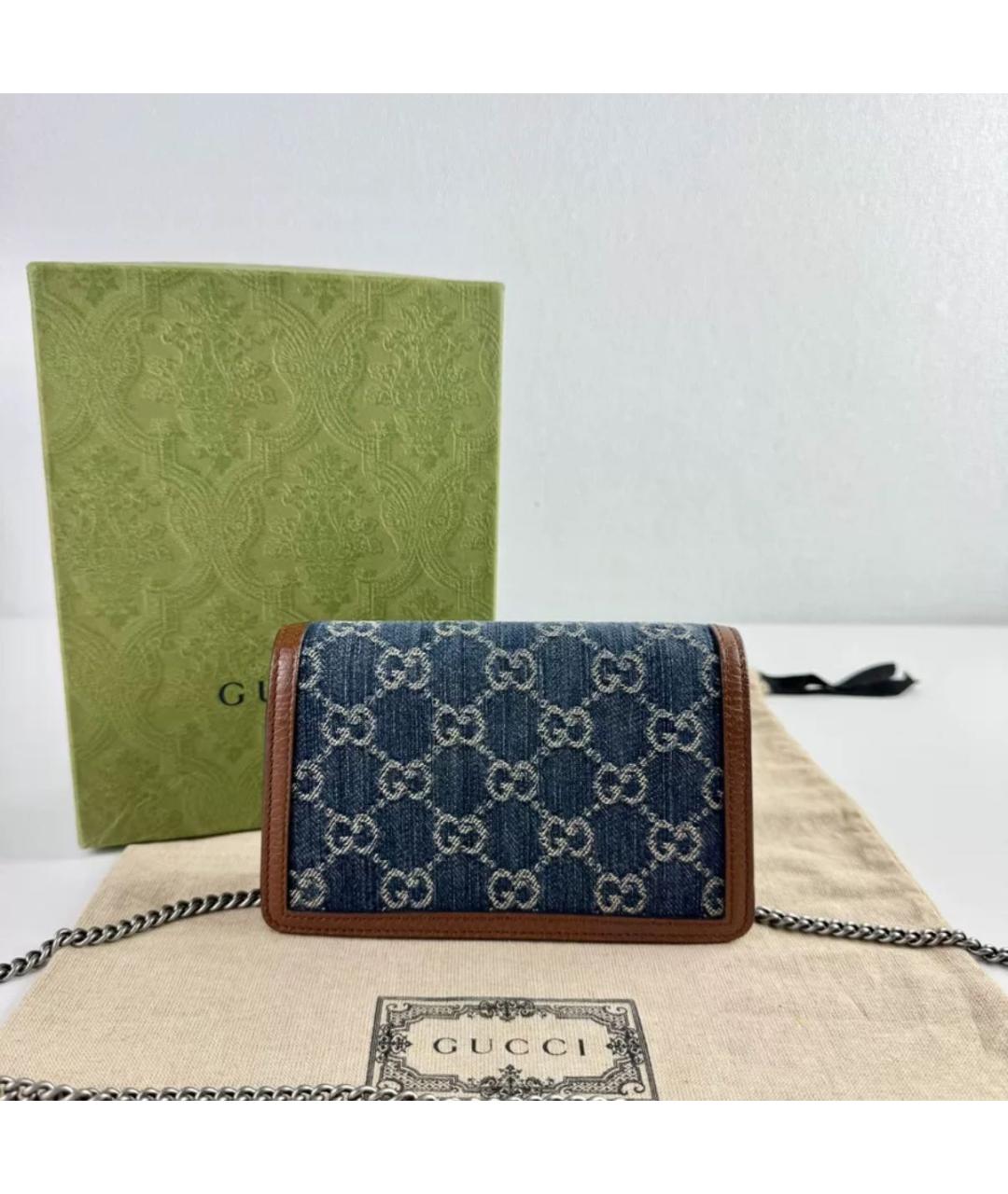 GUCCI Темно-синяя кожаная сумка через плечо, фото 3