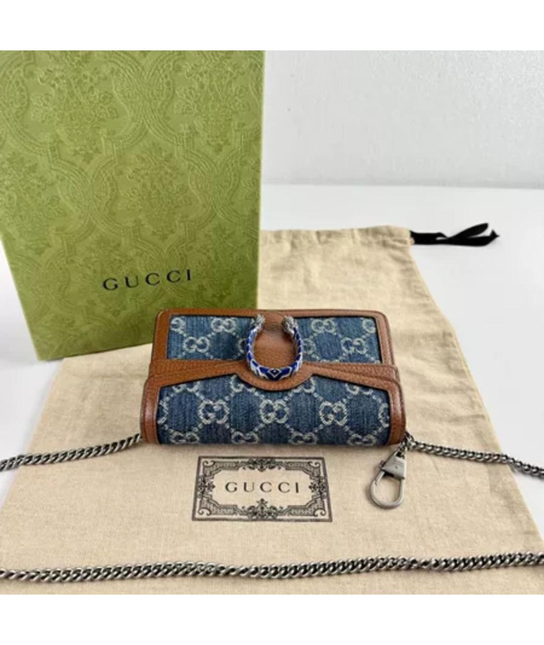 GUCCI Темно-синяя кожаная сумка через плечо, фото 4