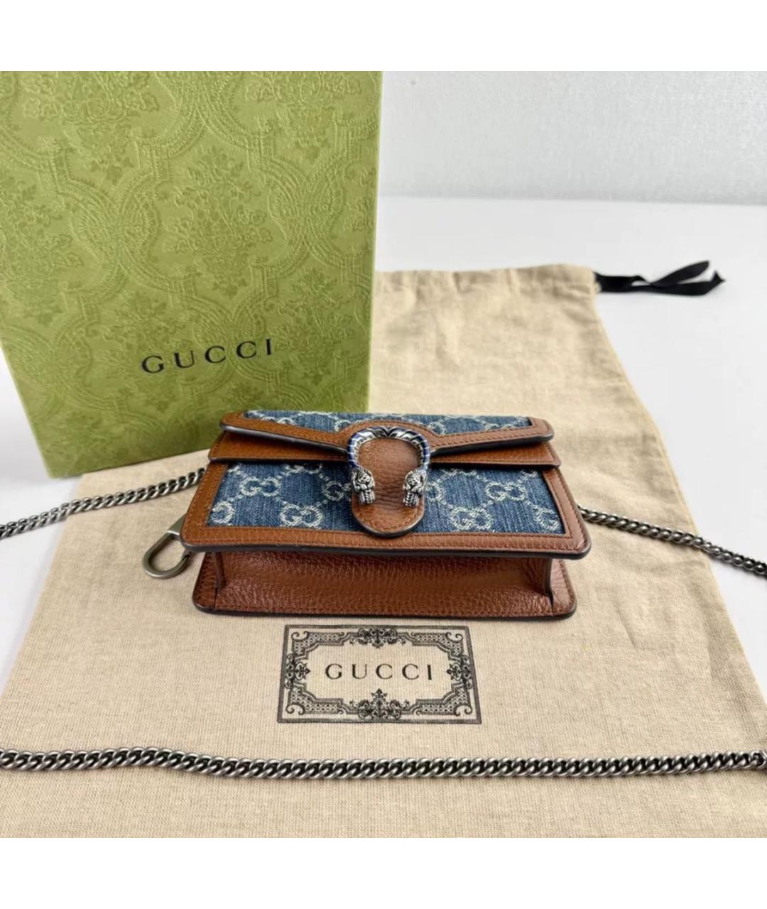 GUCCI Темно-синяя кожаная сумка через плечо, фото 5