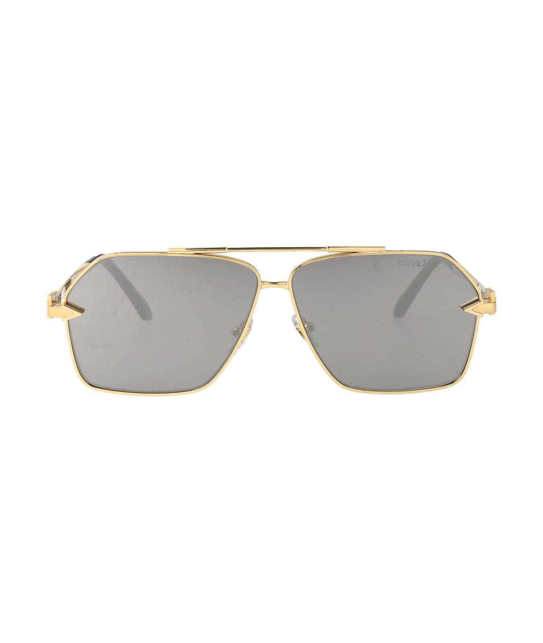 VERSACE Золотые металлические солнцезащитные очки, фото 1