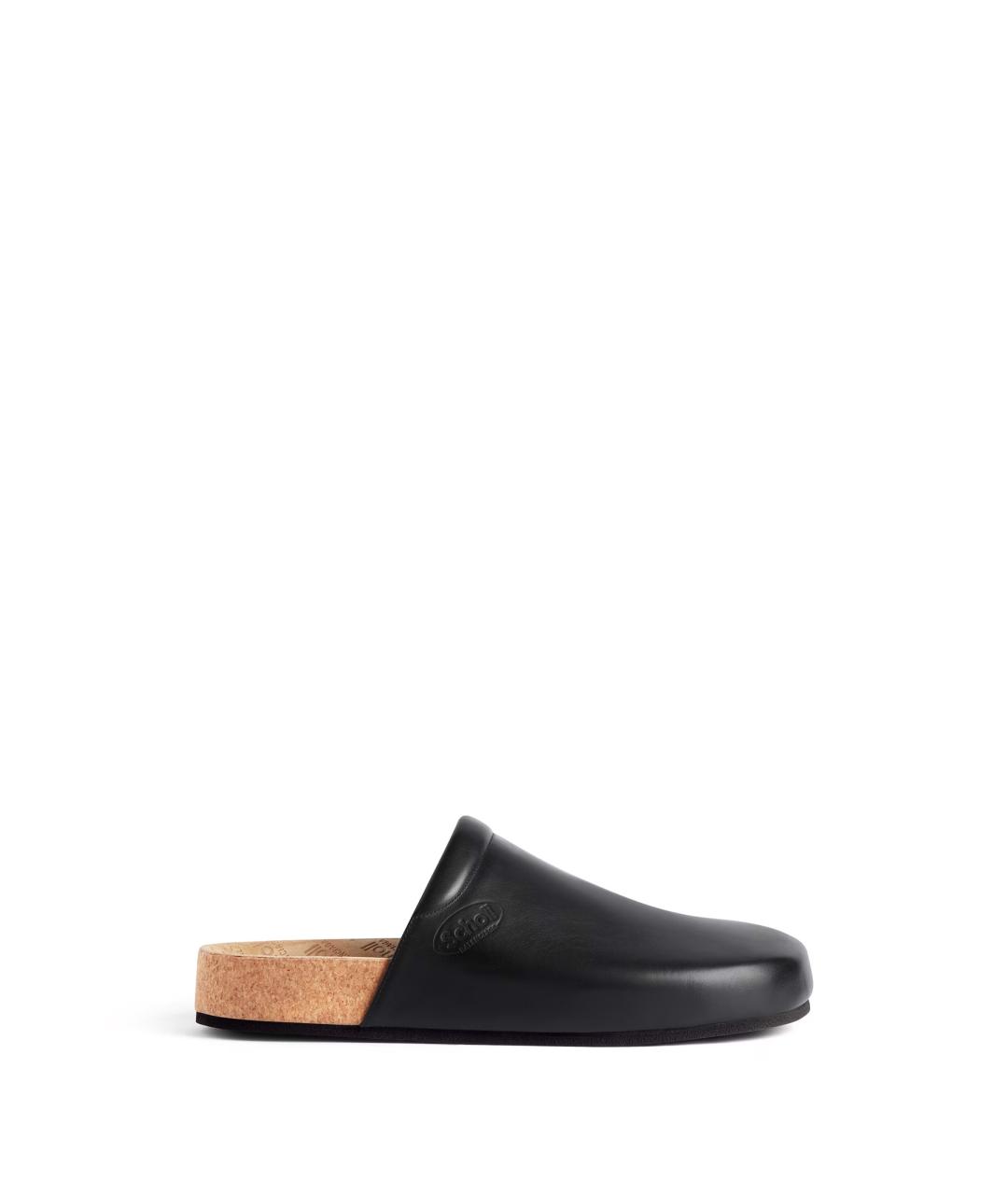 BALENCIAGA Черные кожаные шлепанцы, фото 1