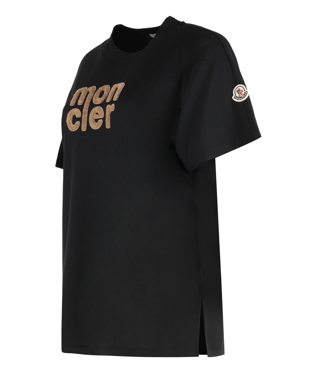 MONCLER Черная хлопковая футболка, фото 2