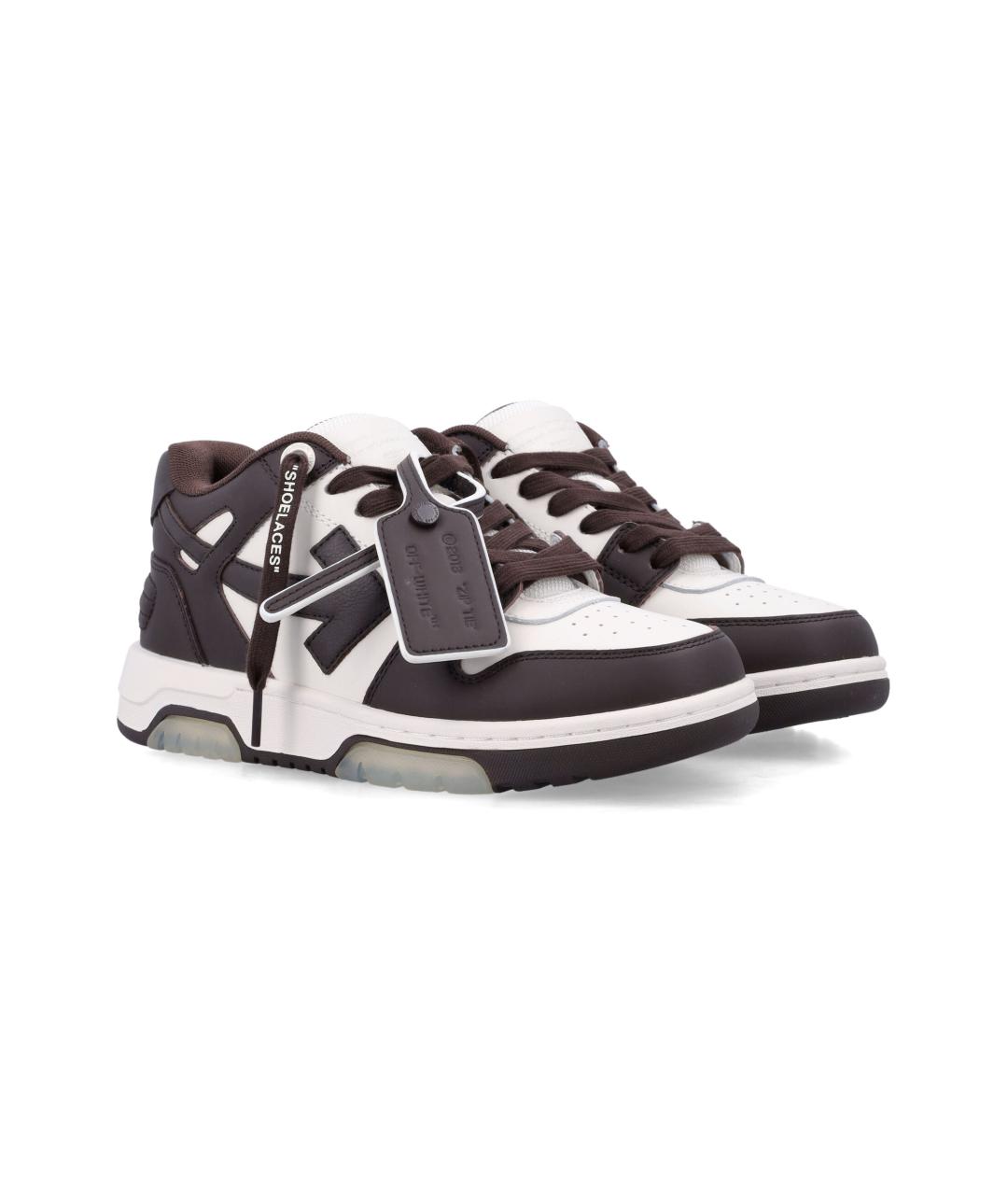OFF-WHITE Коричневые кожаные кеды, фото 3