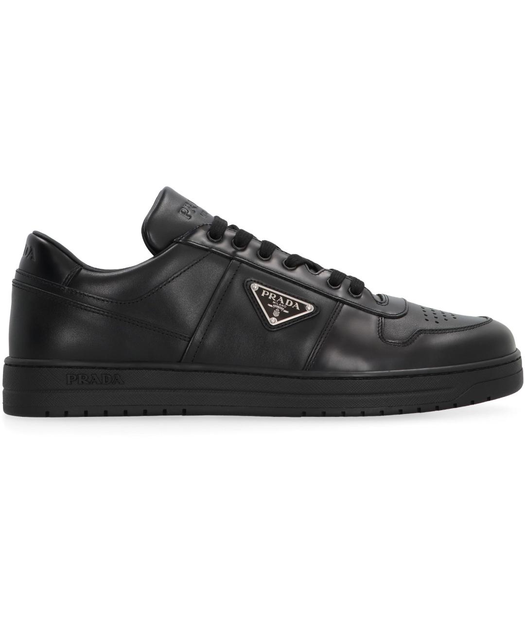 PRADA Черные кожаные низкие кроссовки / кеды, фото 2