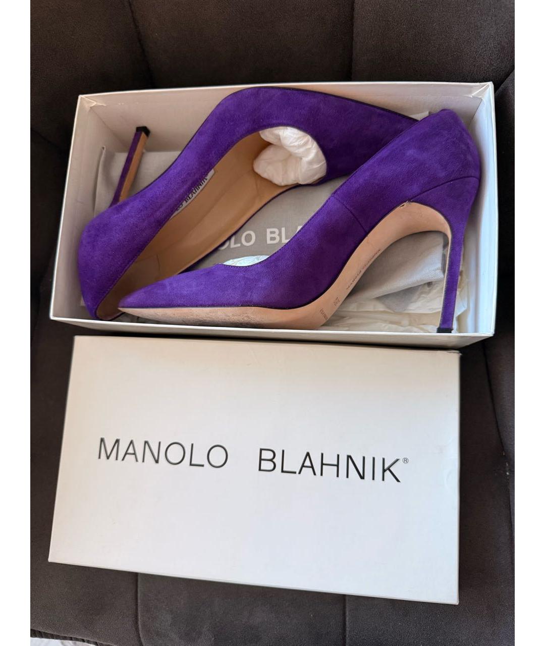 MANOLO BLAHNIK Фиолетовые замшевые туфли, фото 6