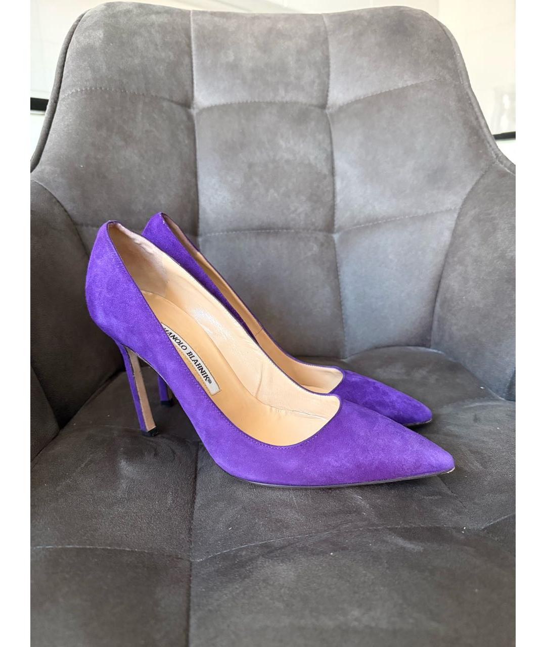 MANOLO BLAHNIK Фиолетовые замшевые туфли, фото 7