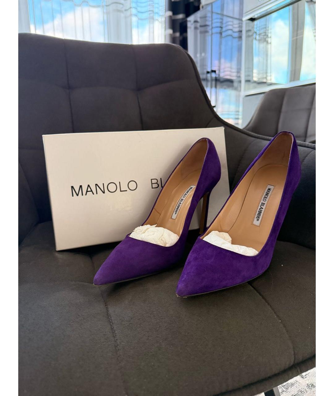 MANOLO BLAHNIK Фиолетовые замшевые туфли, фото 2