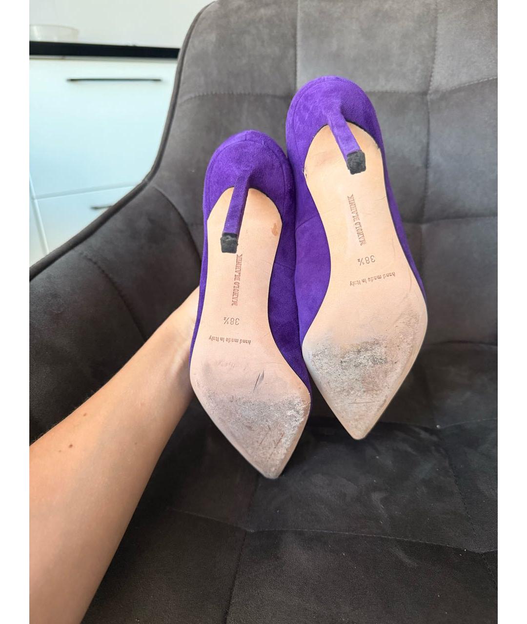 MANOLO BLAHNIK Фиолетовые замшевые туфли, фото 5
