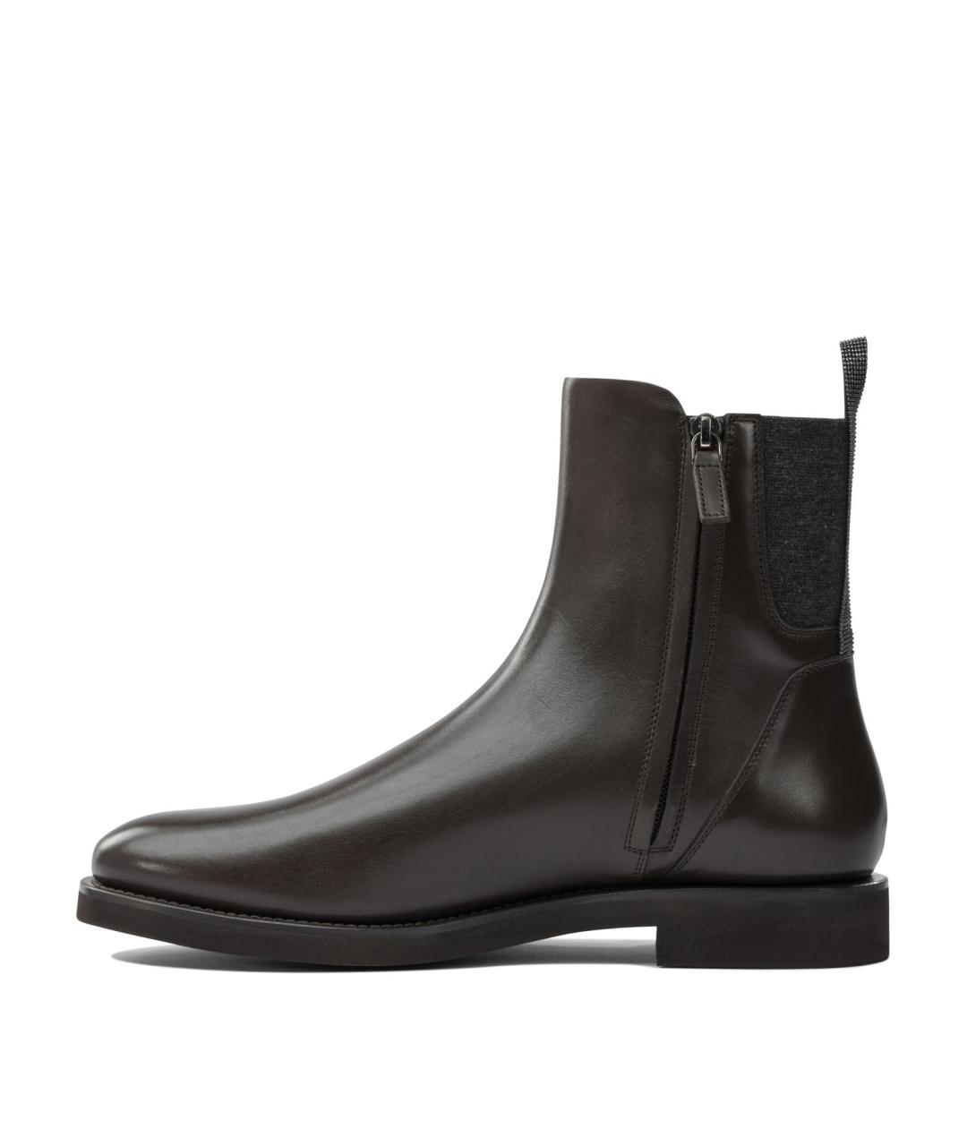 BRUNELLO CUCINELLI Коричневые кожаные ботинки, фото 3