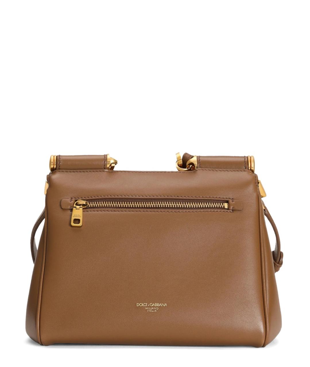 DOLCE&GABBANA Коричневая кожаная сумка через плечо, фото 5
