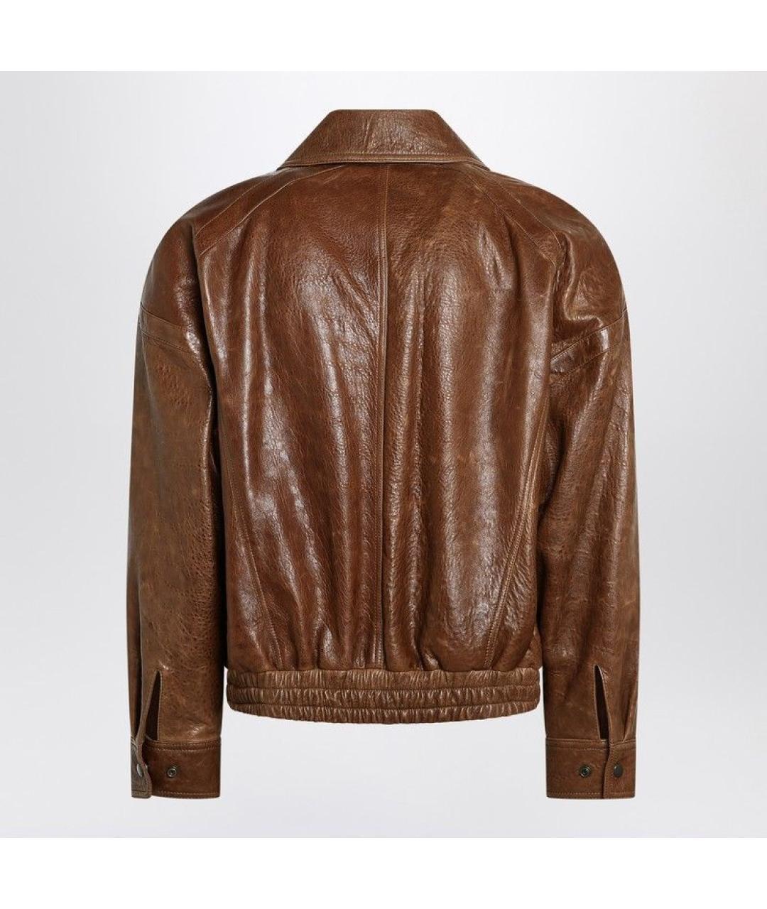 SAINT LAURENT Коричневая кожаная куртка, фото 2