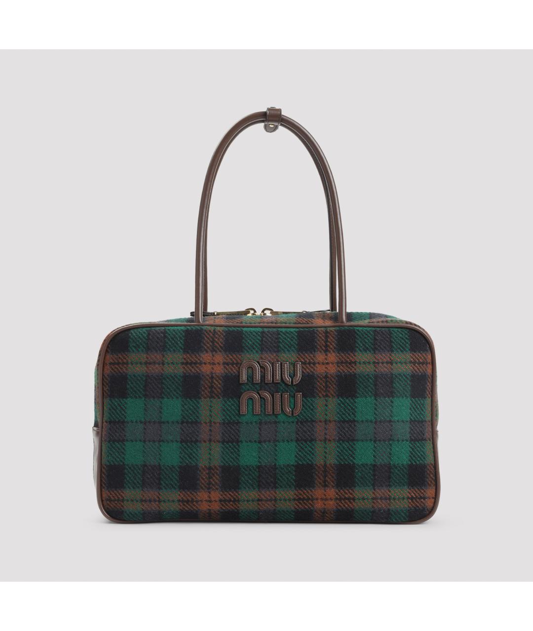 MIU MIU Коричневая шерстяная сумка тоут, фото 2