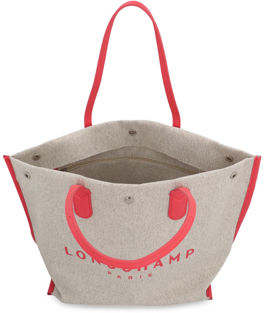 LONGCHAMP Серая хлопковая сумка тоут, фото 4