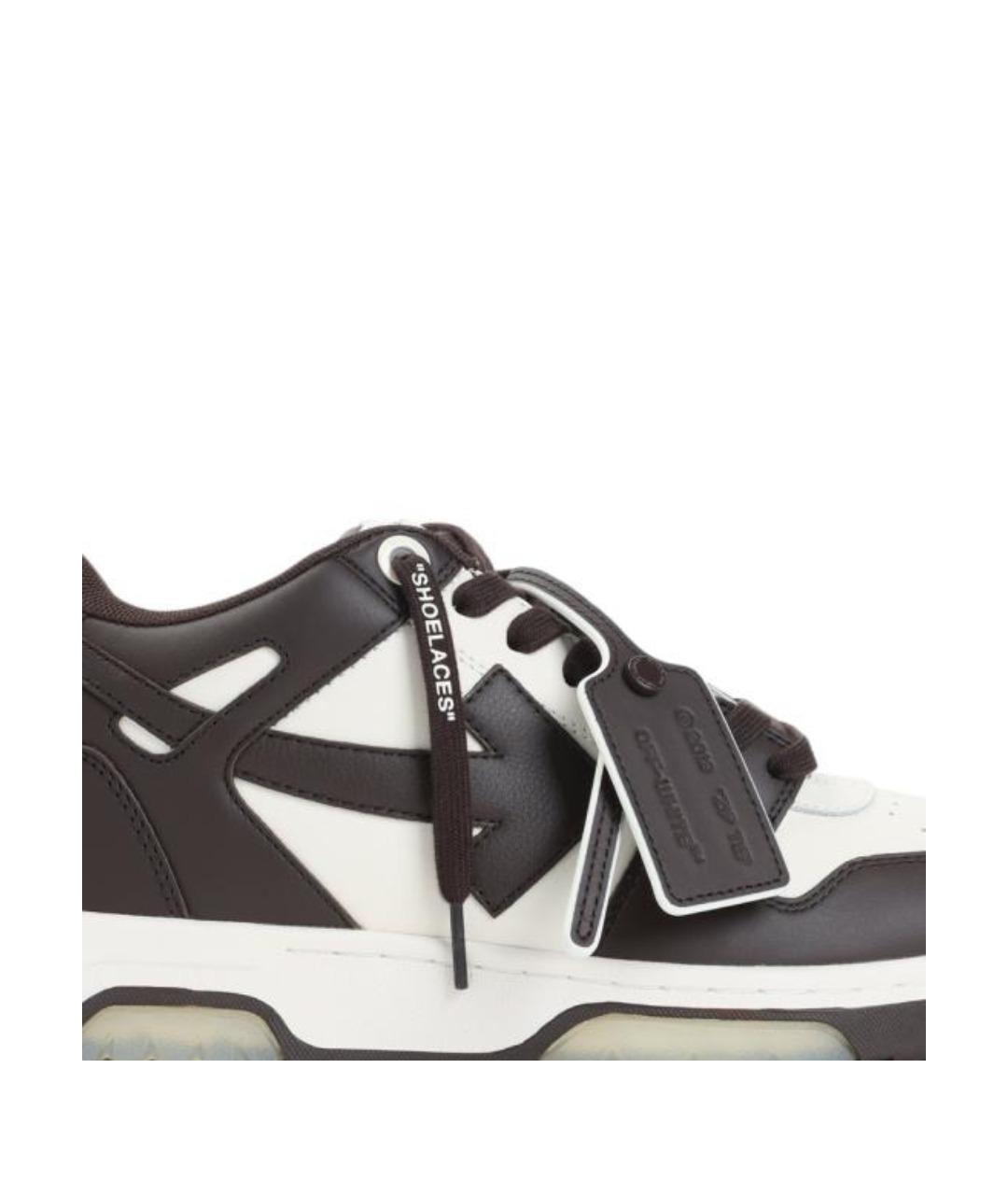 OFF-WHITE Коричневые кожаные низкие кроссовки / кеды, фото 2