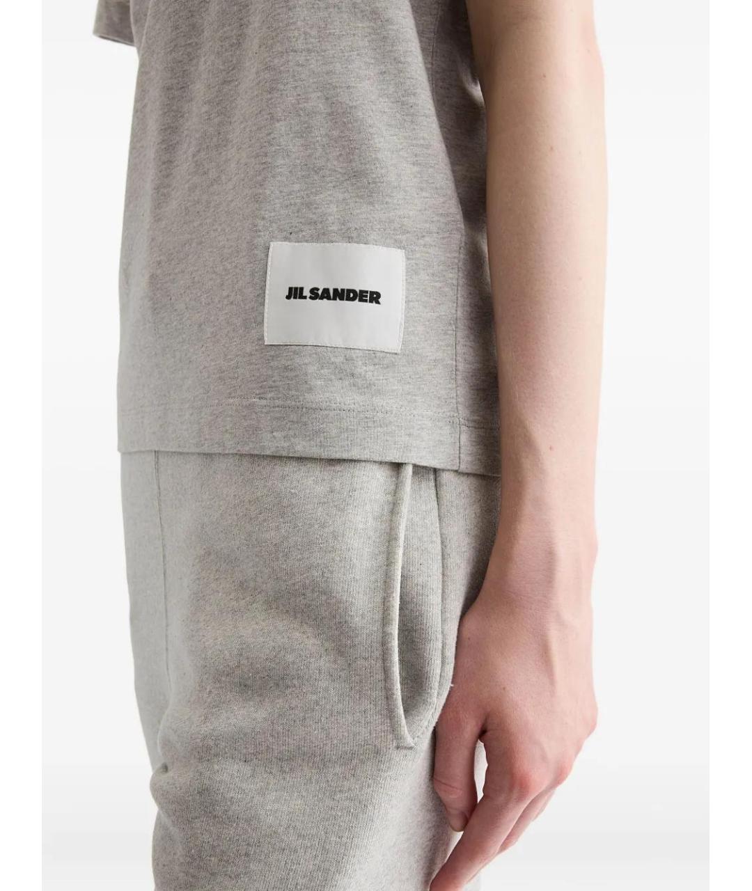 JIL SANDER Серая хлопковая футболка, фото 5