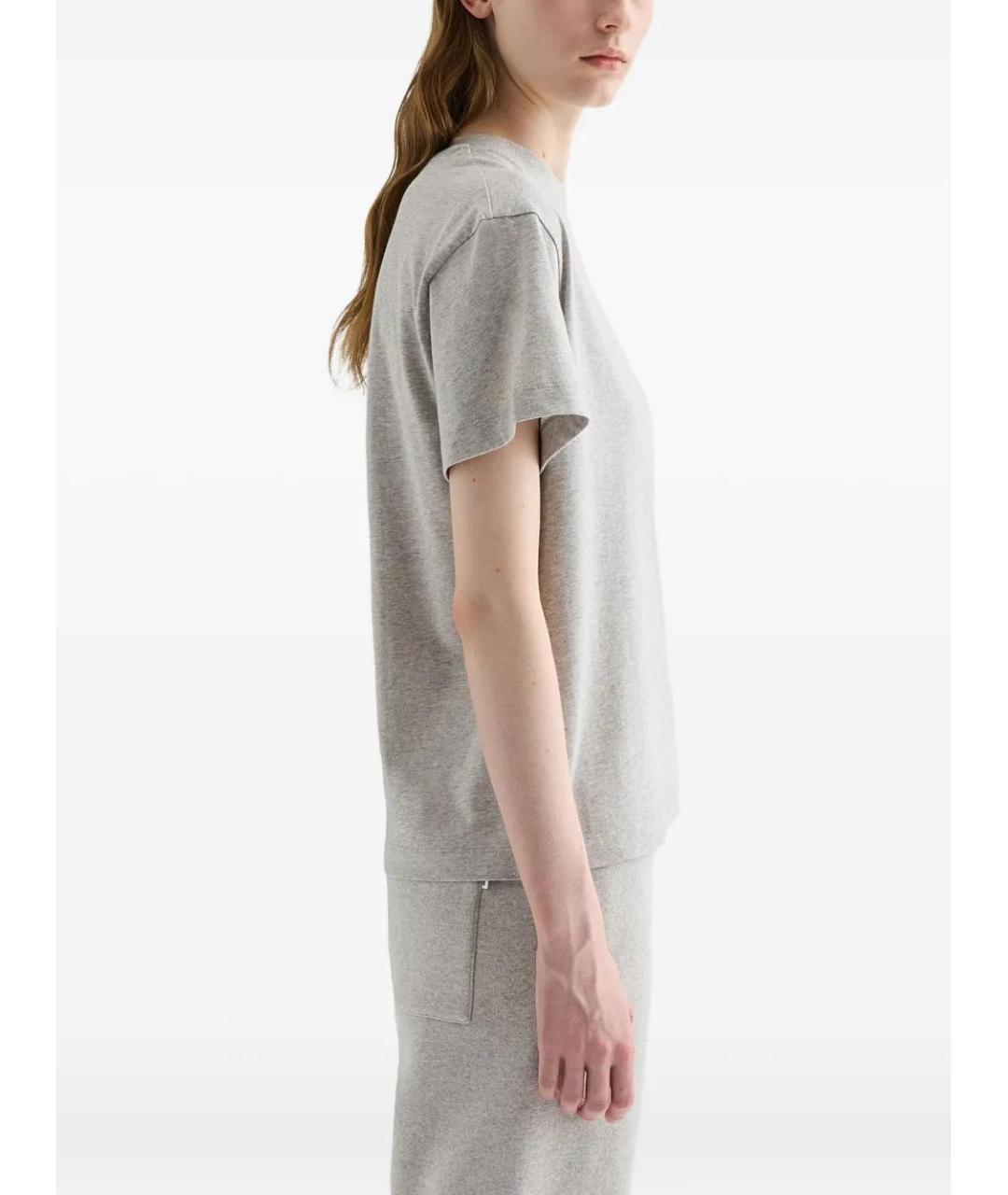 JIL SANDER Серая хлопковая футболка, фото 4